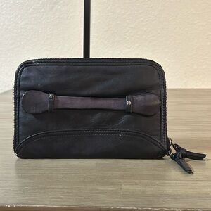 We The Free Dark Leather Wallet with Handle